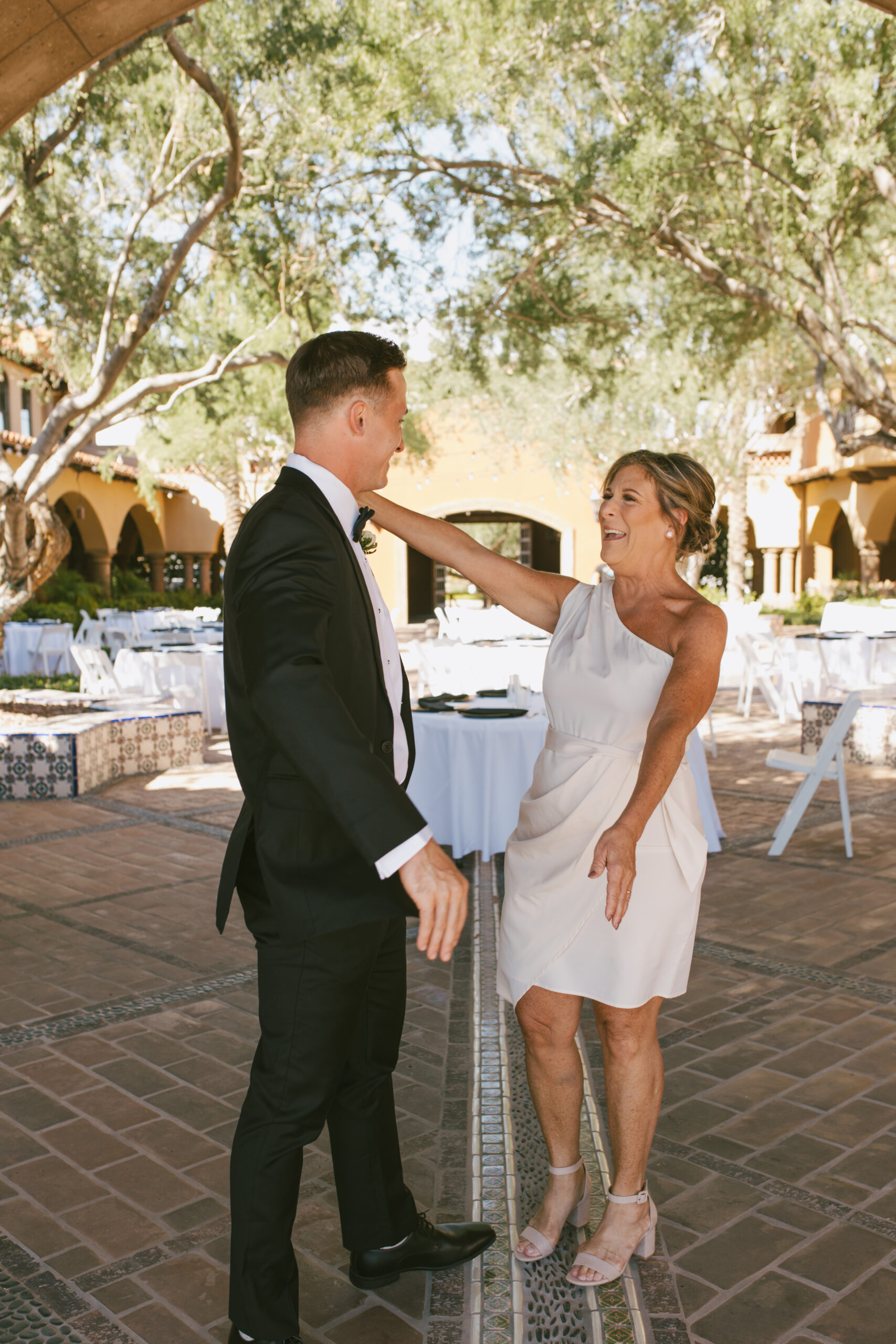 Mother emotional first look with groom Max with Romantic wedding photography in Phoenix