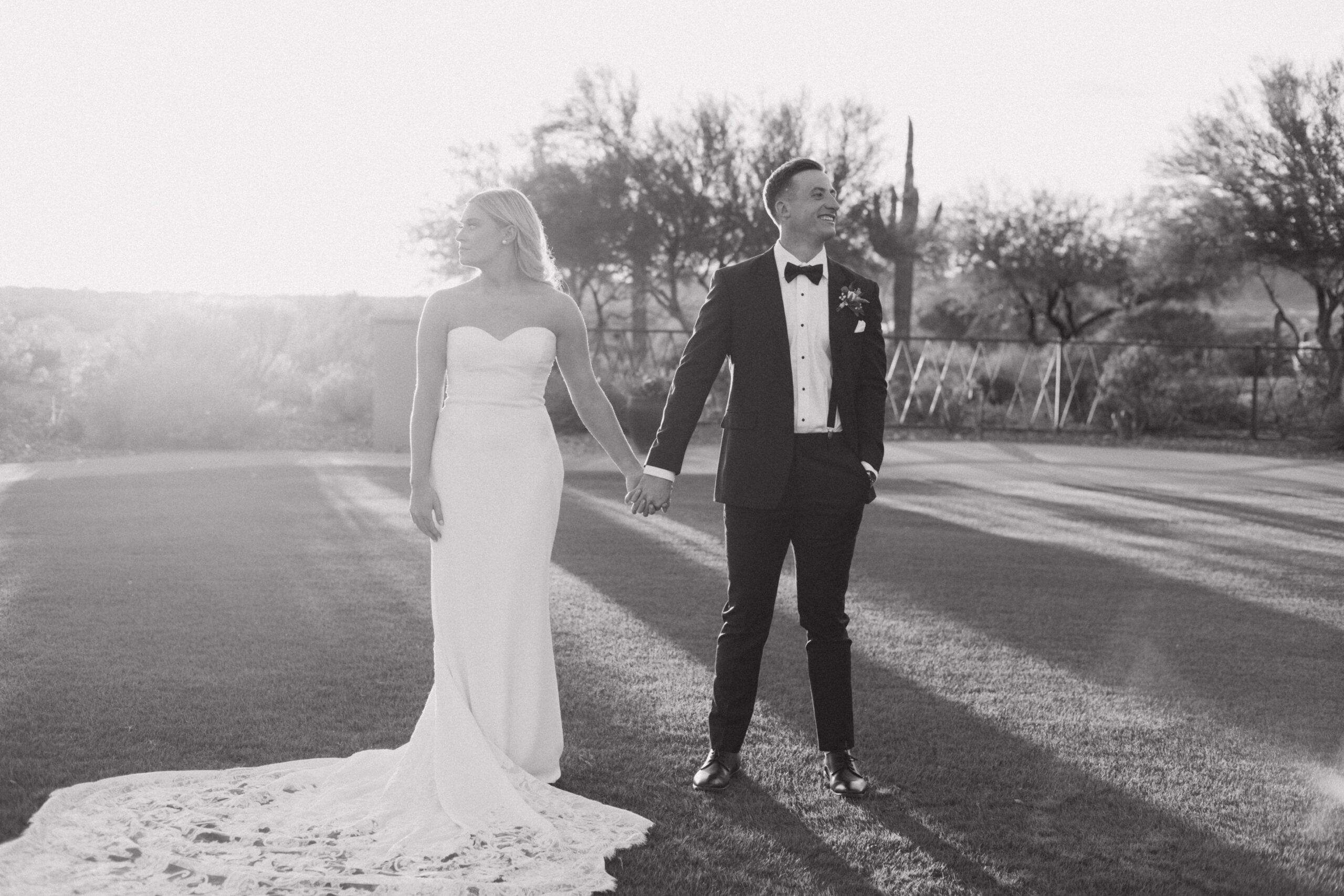 Matt and Alexa Intimate Black and White bride and groom dramatic photo Arizona wedding photography