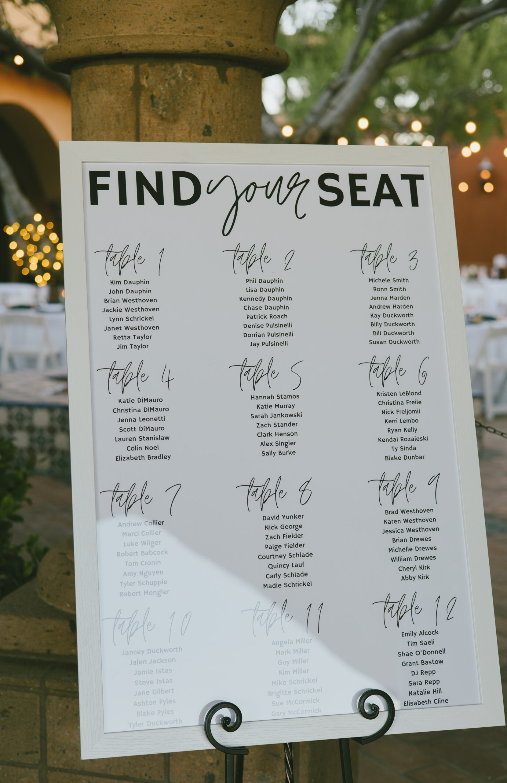 Matt and Alexa Creative and personal seating chart Arizona wedding photography