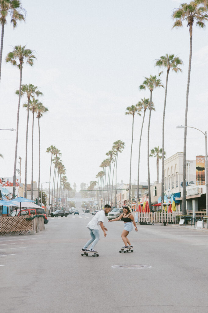 Include a prop in your engagement session. Skateboards down the street